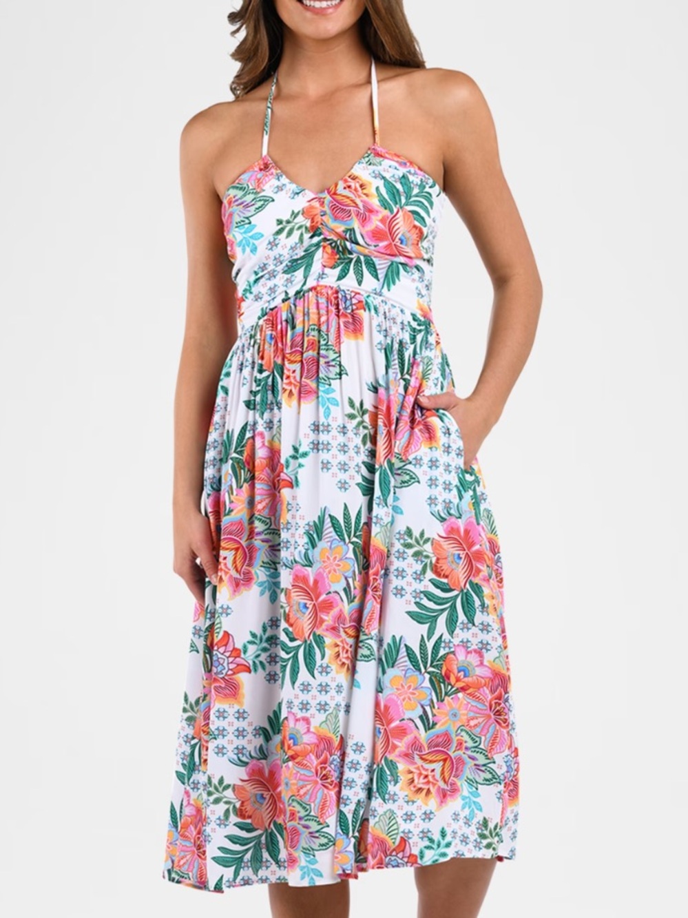 Riviera Halter Mid-Calf Sun Dress Coverup